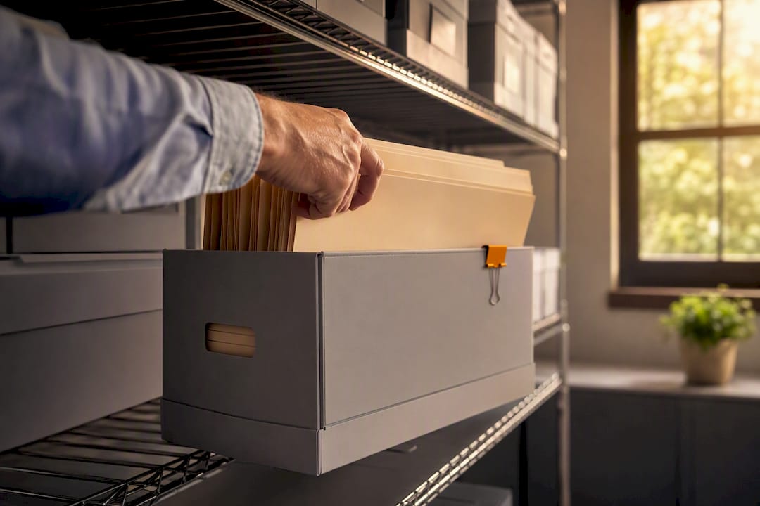 Landlord organizing long-term rental records