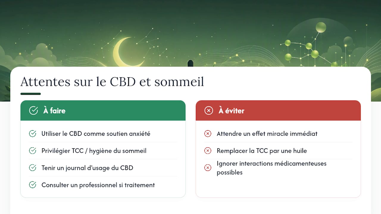 Faut-il vraiment attendre un effet miracle du CBD sur le sommeil ? — overview diagram