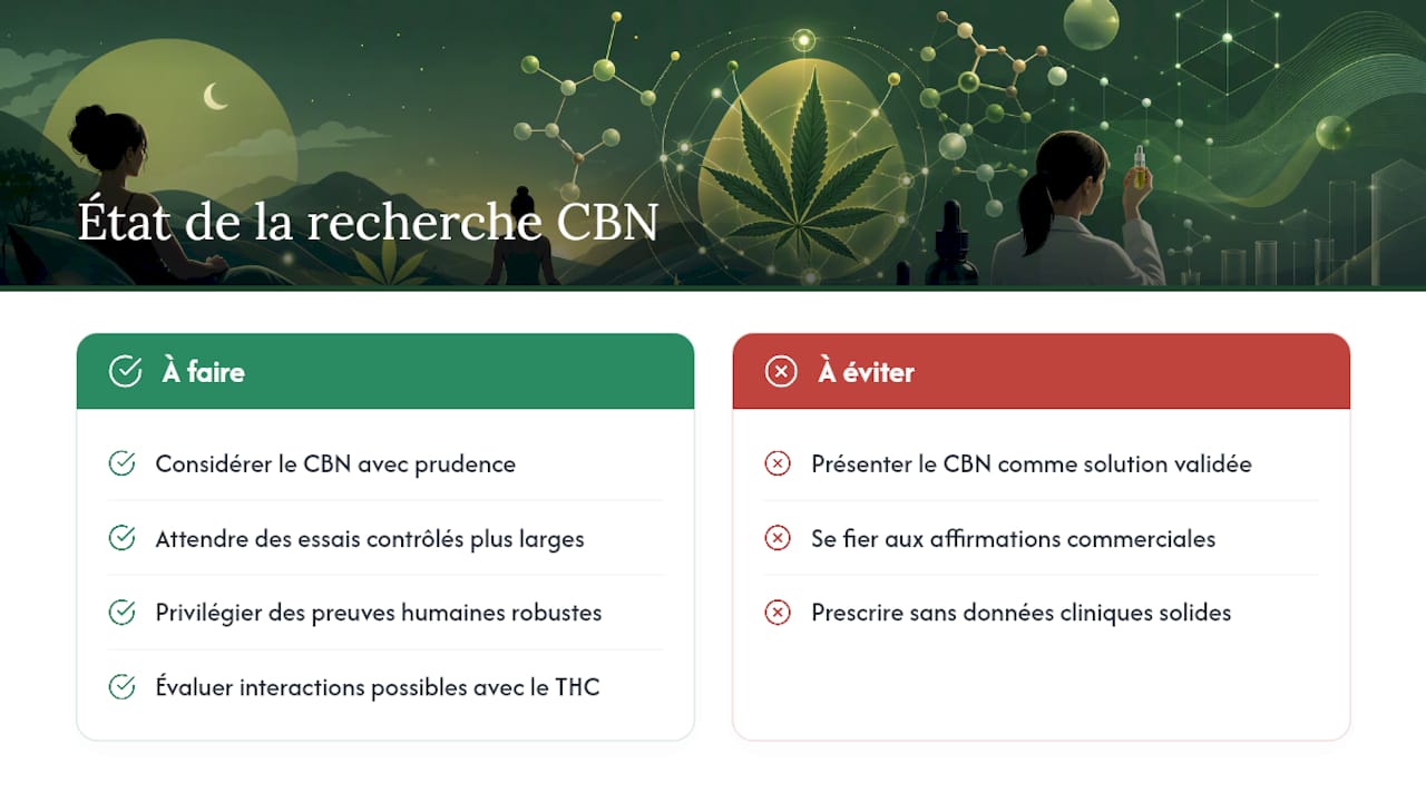 Où en est la recherche sur les usages thérapeutiques du CBN — overview diagram