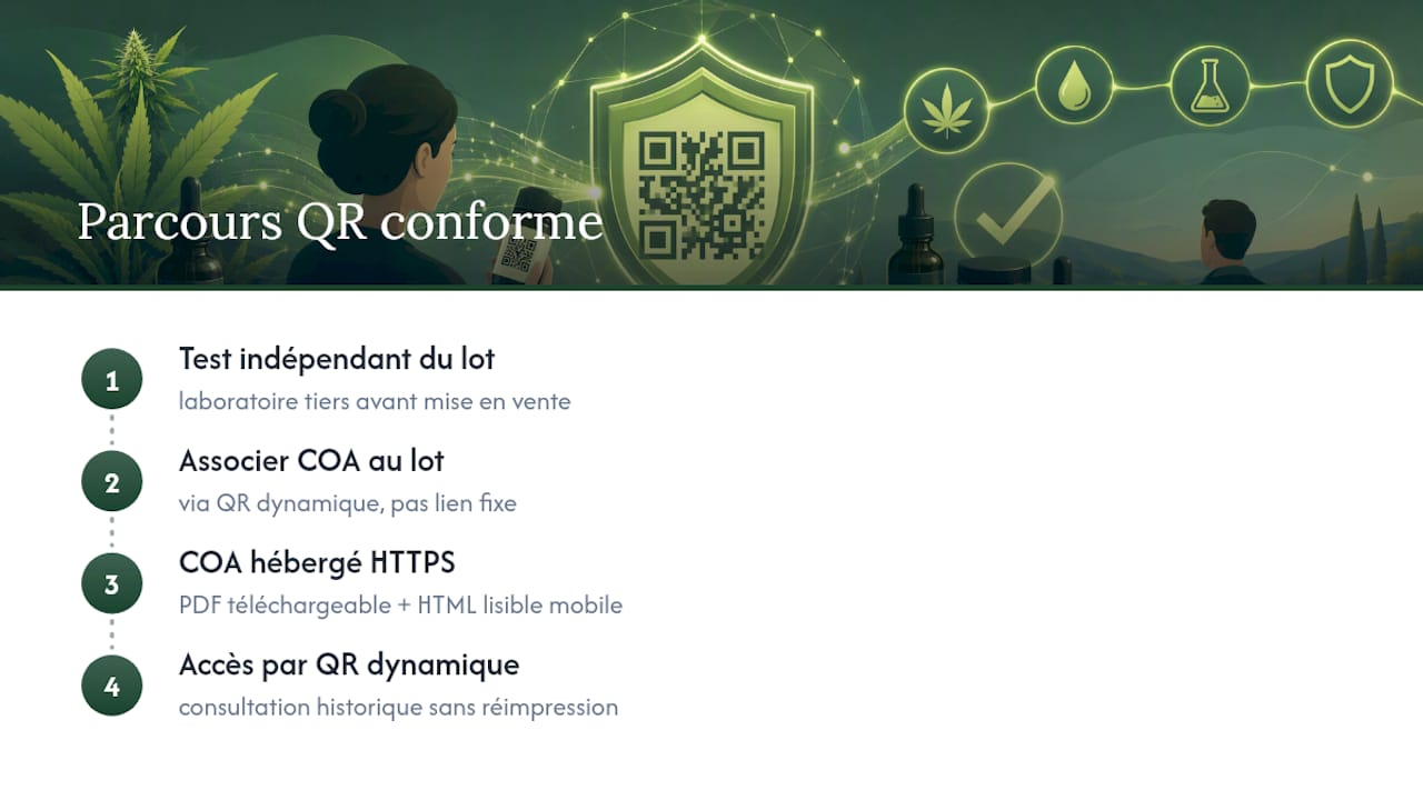Processus de traçabilité d’un lot de CBD via QR code