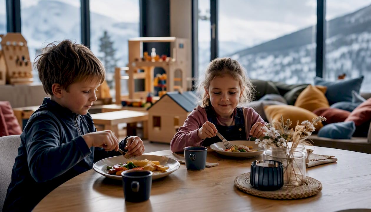 Mountain restaurant with a children’s play corner and dedicated children’s table
