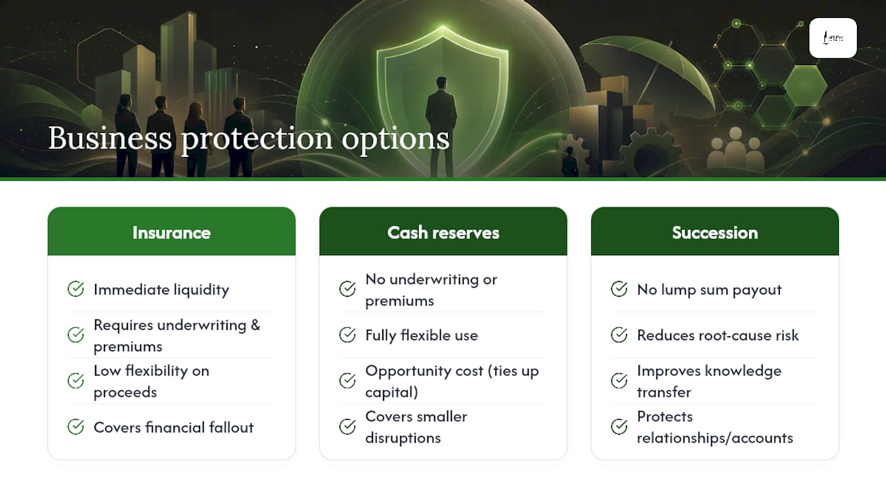 Comparison of three business protection strategies