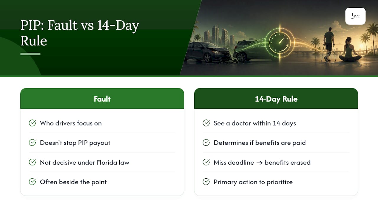 Florida PIP fault and 14-day decision path