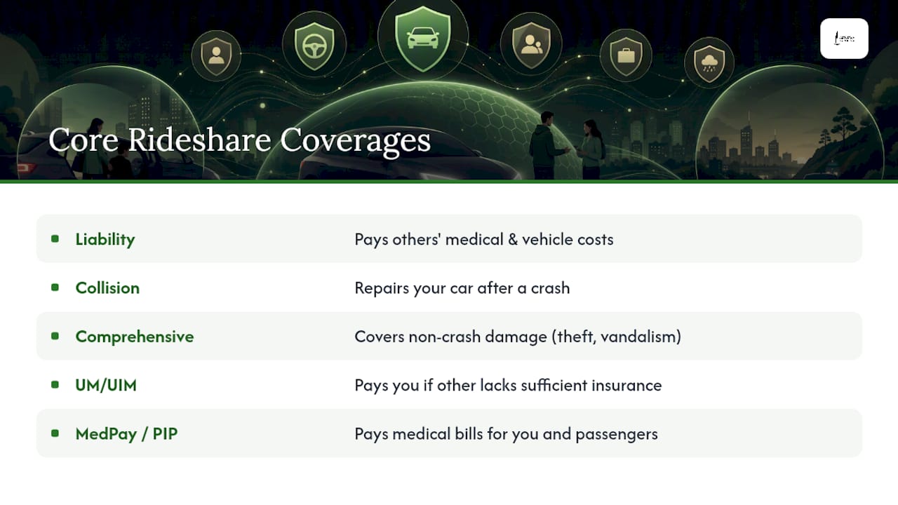 Understanding Rideshare Insurance Coverage: The Core Types — overview diagram