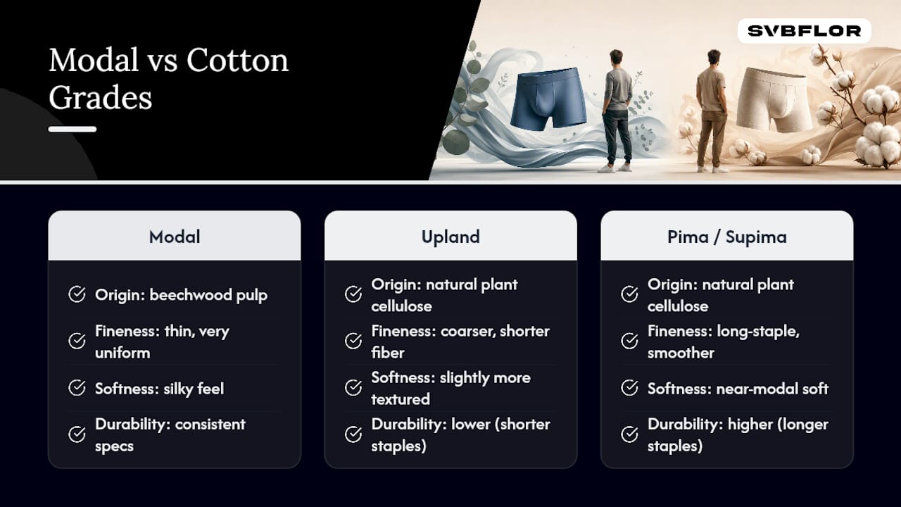 Modal and cotton fiber comparison chart
