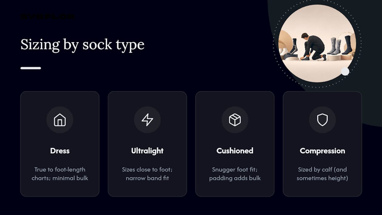 Comparison of sock category sizing factors