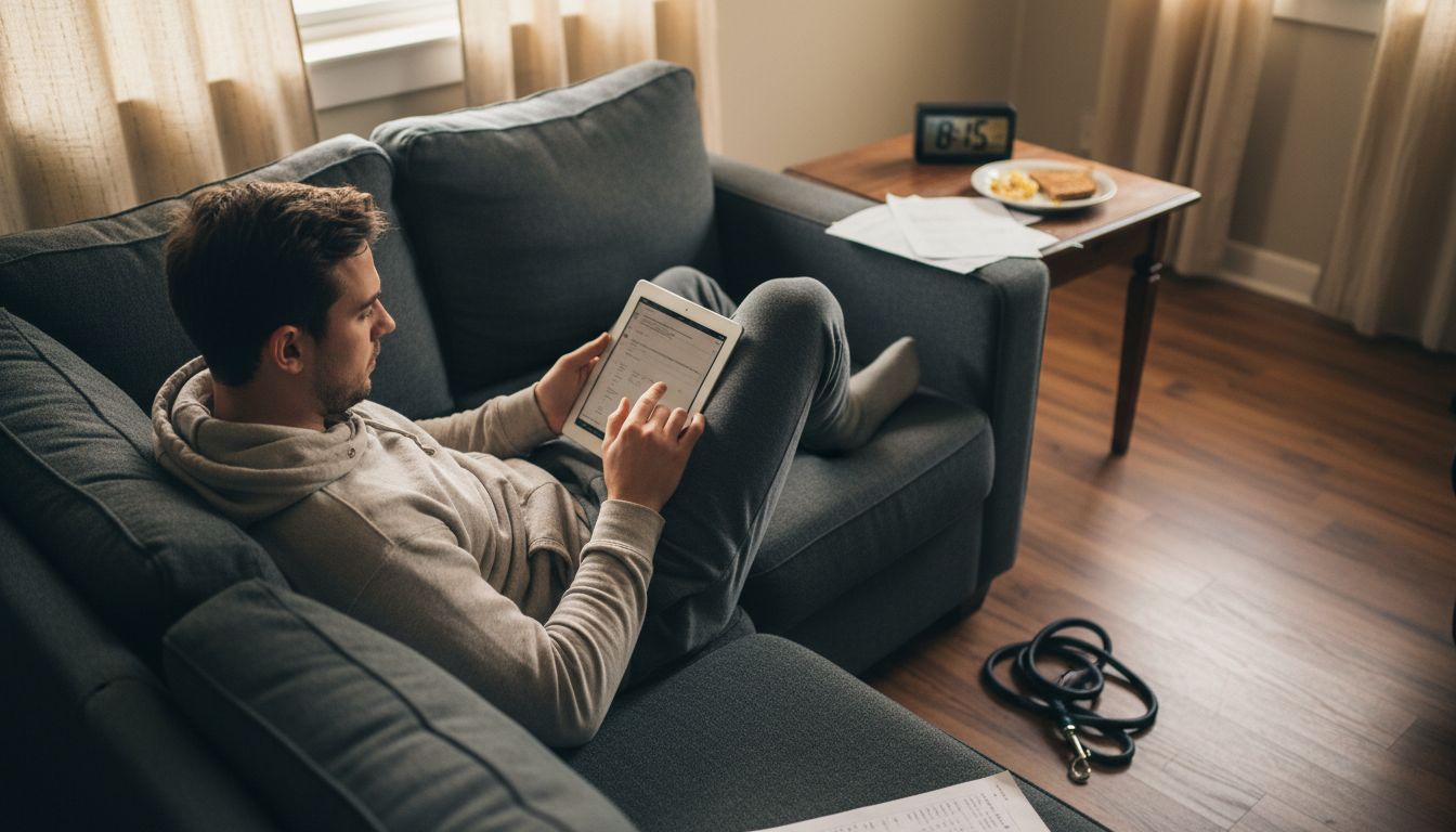 Man working remotely with flexible schedule