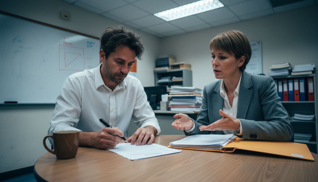 Teacher and administrator discuss contract details