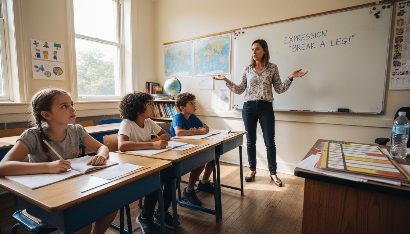 TEFL teacher leading English lesson in classroom