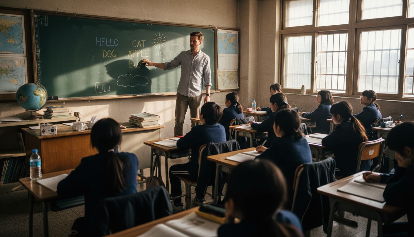 TEFL teacher instructing diverse classroom South Korea