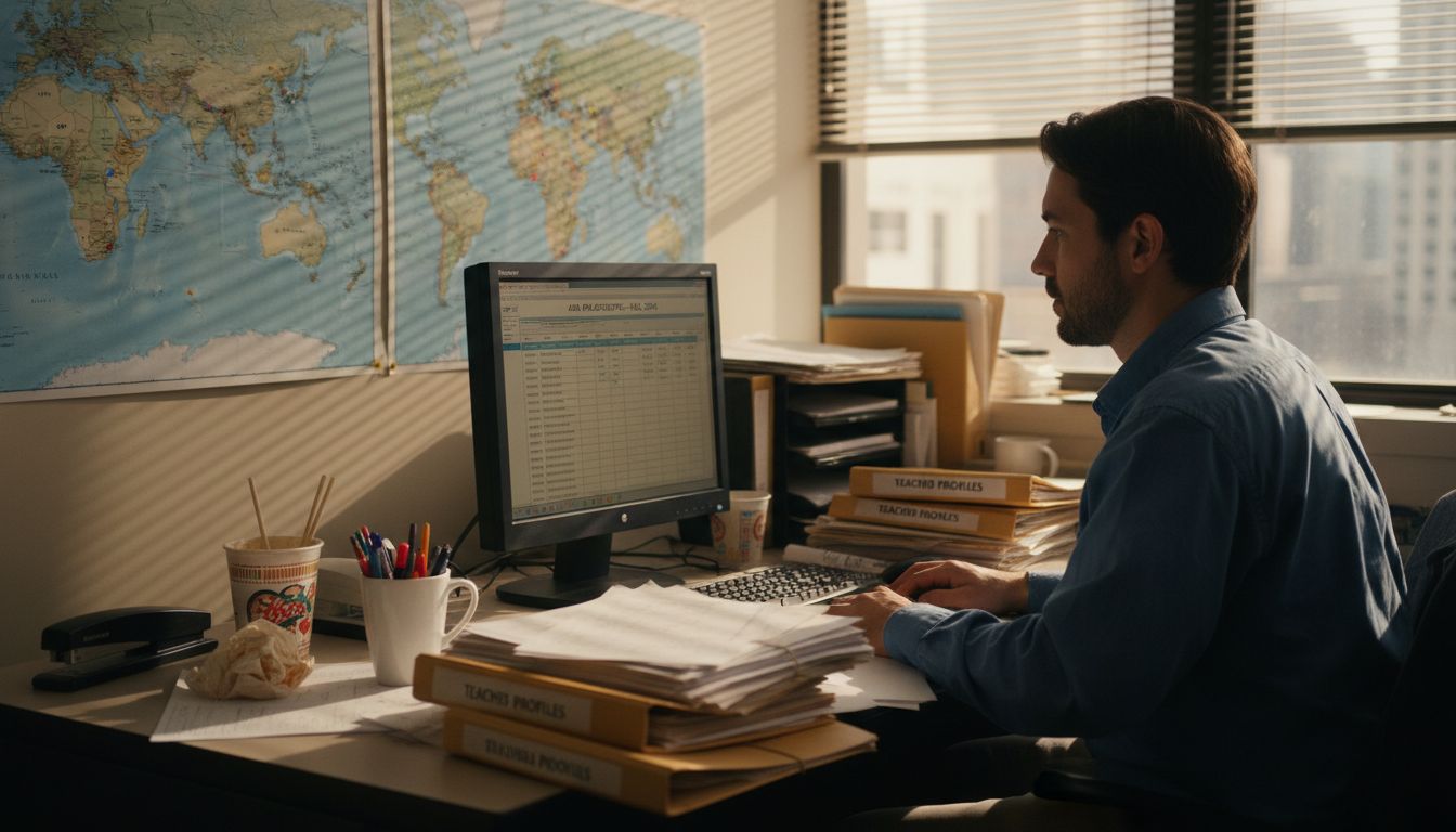 Recruiter preparing ESL placement packets