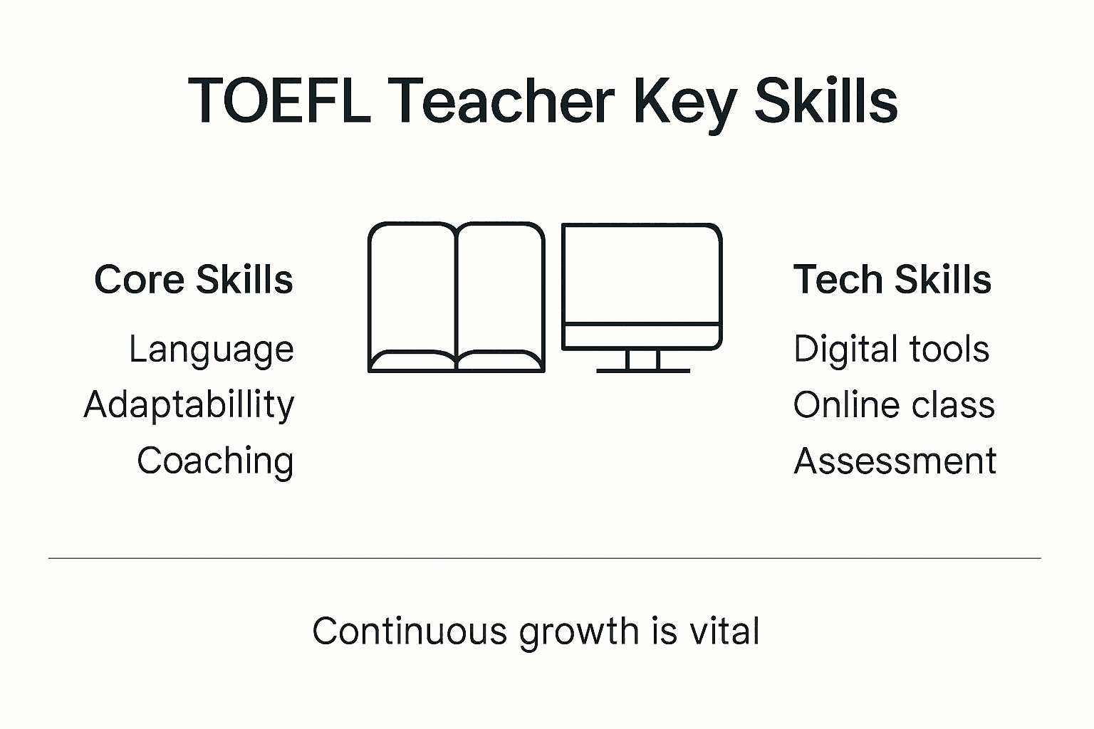 Infographic showing TOEFL teacher key skills overview