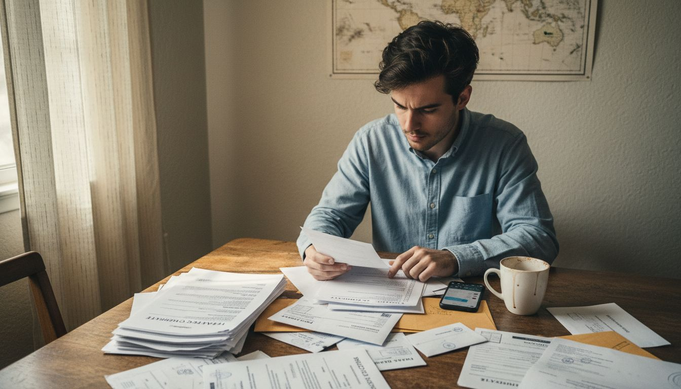 Man reviewing teaching certification paperwork