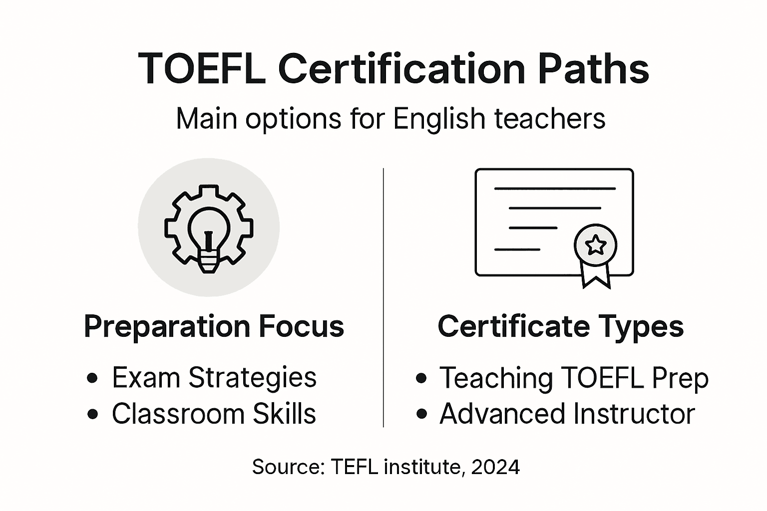 Infographic of TOEFL teacher certification types