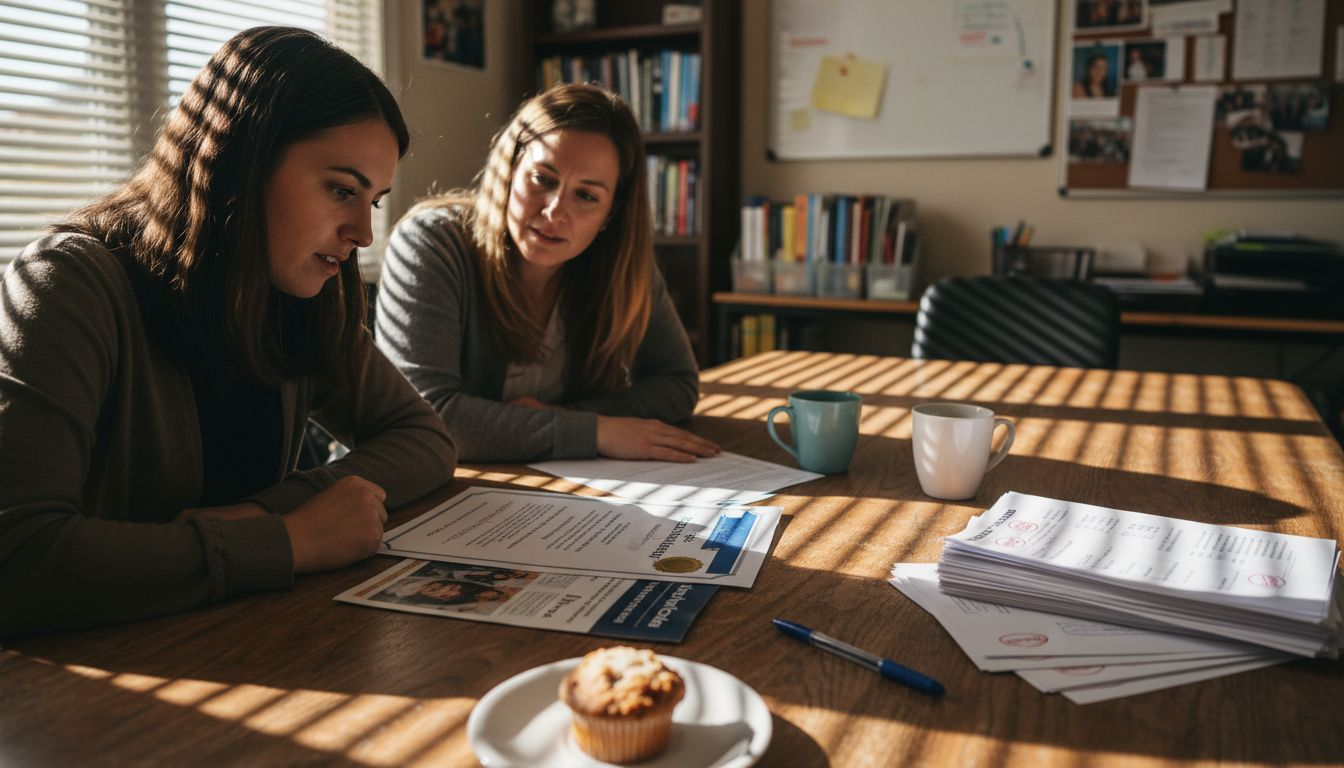 Coordinator and student check TEFL accreditation