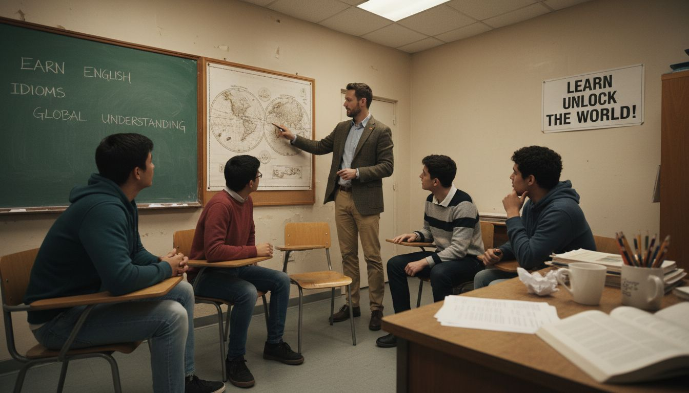 Teacher explains TEFL TESOL context on world map