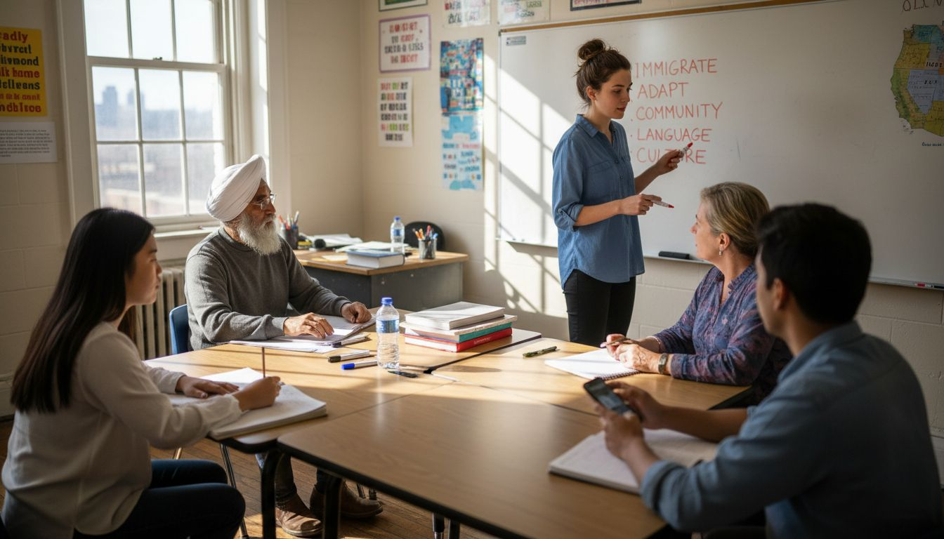 ESL teacher engaging diverse classroom