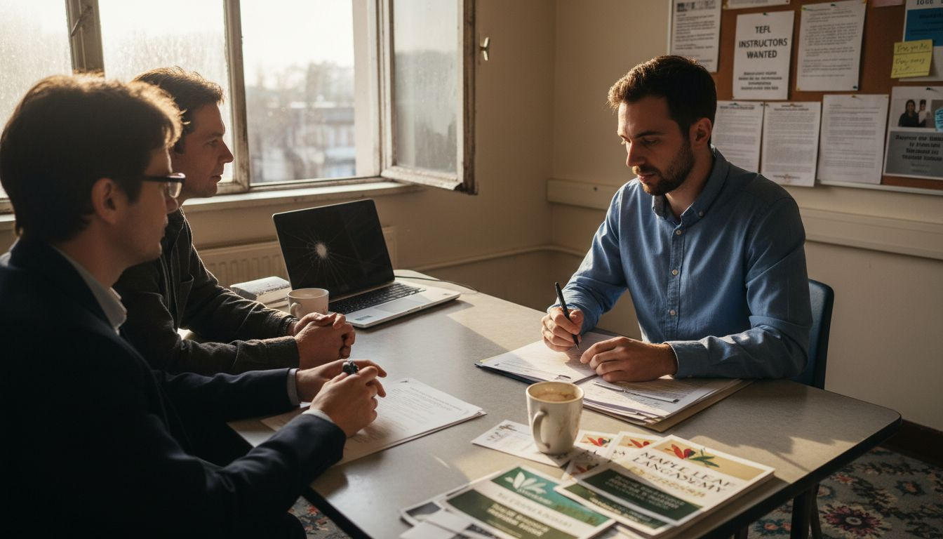 Candidate interviewing for TEFL job abroad