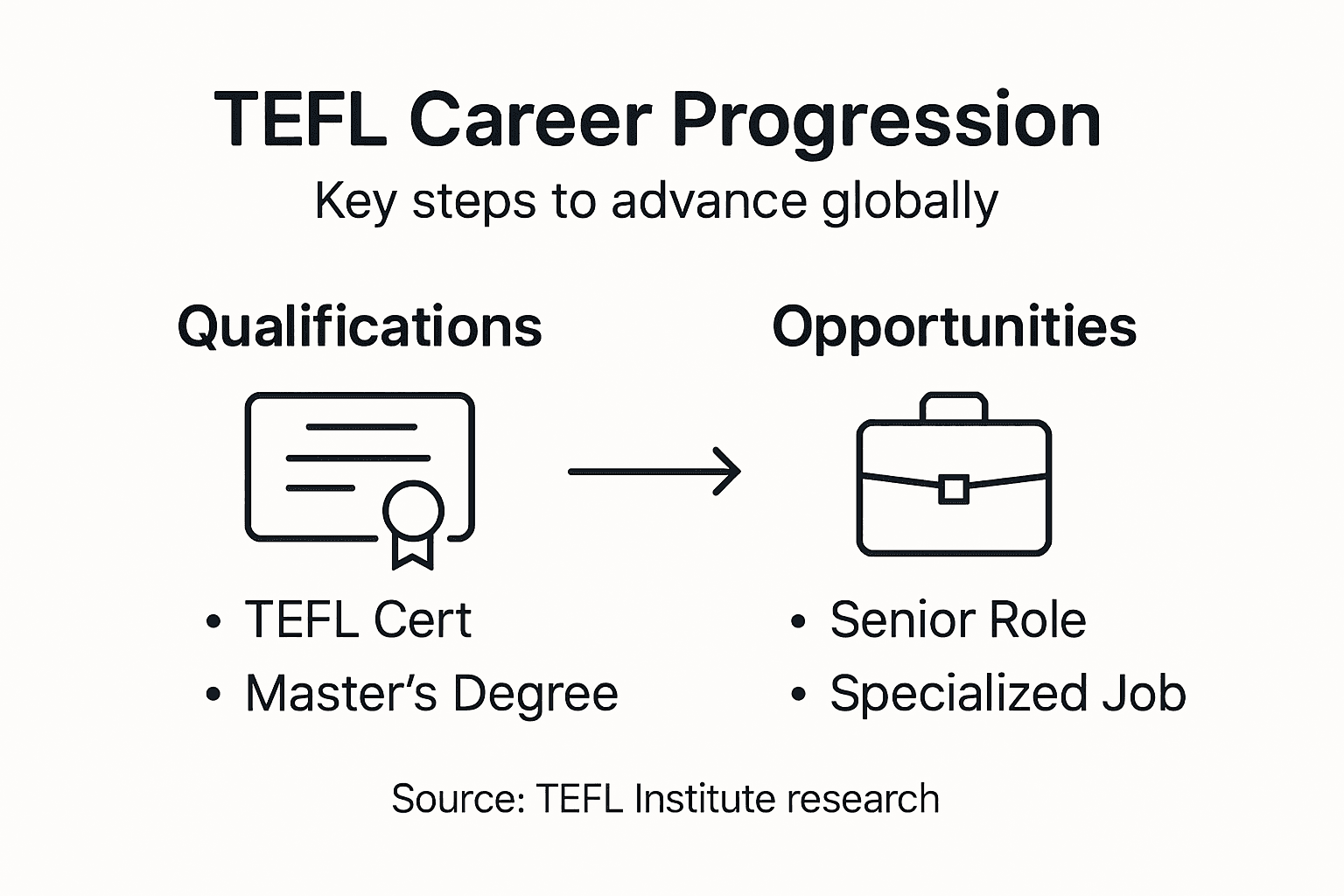 Infographic showing TEFL career advancement steps
