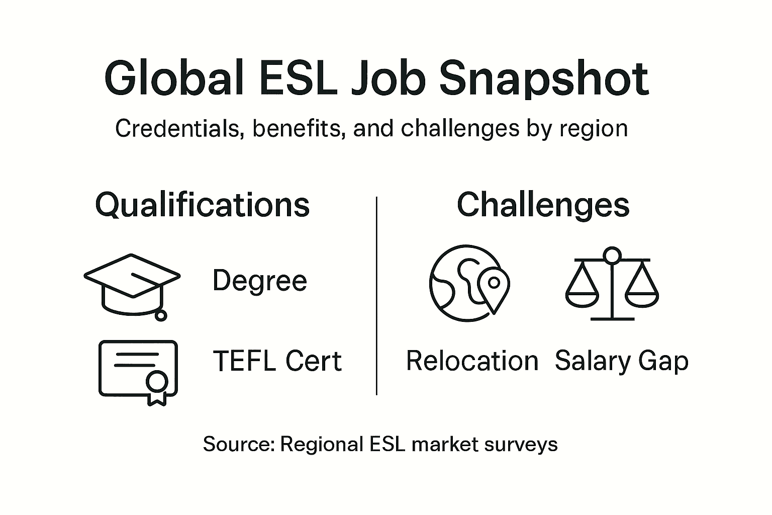 Infographic showing ESL global job region comparison