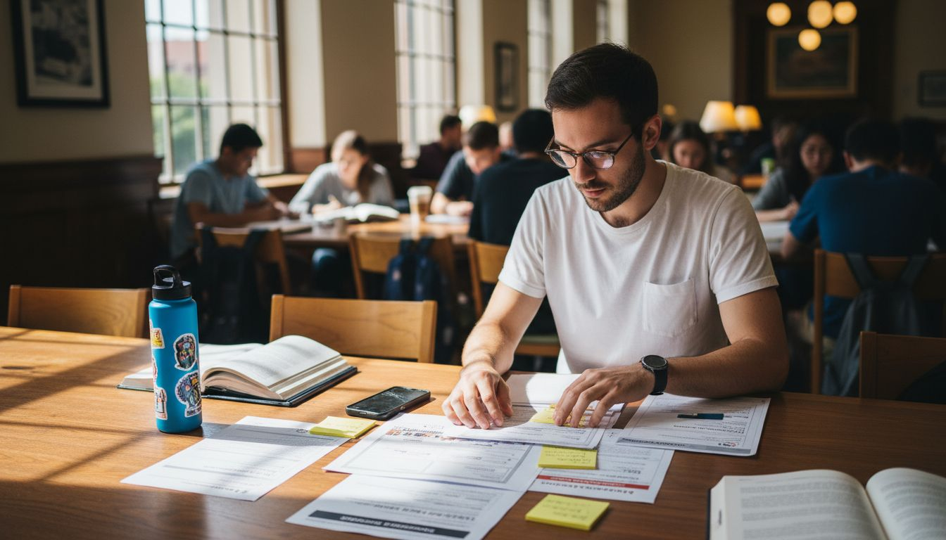 TEFL TESOL student sorting course materials