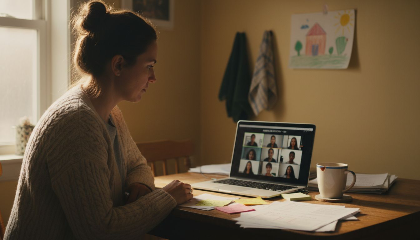 Teacher hosting online class at home