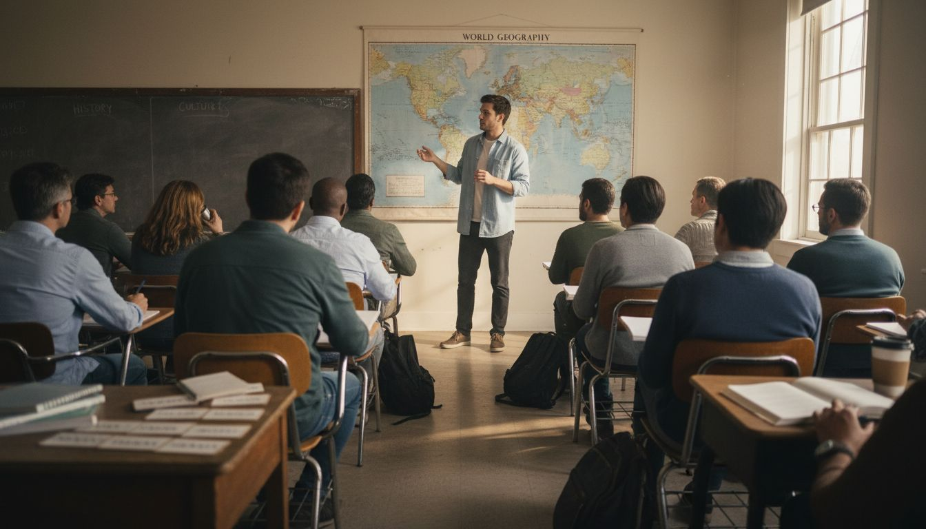 ESL teacher leading interactive classroom lesson