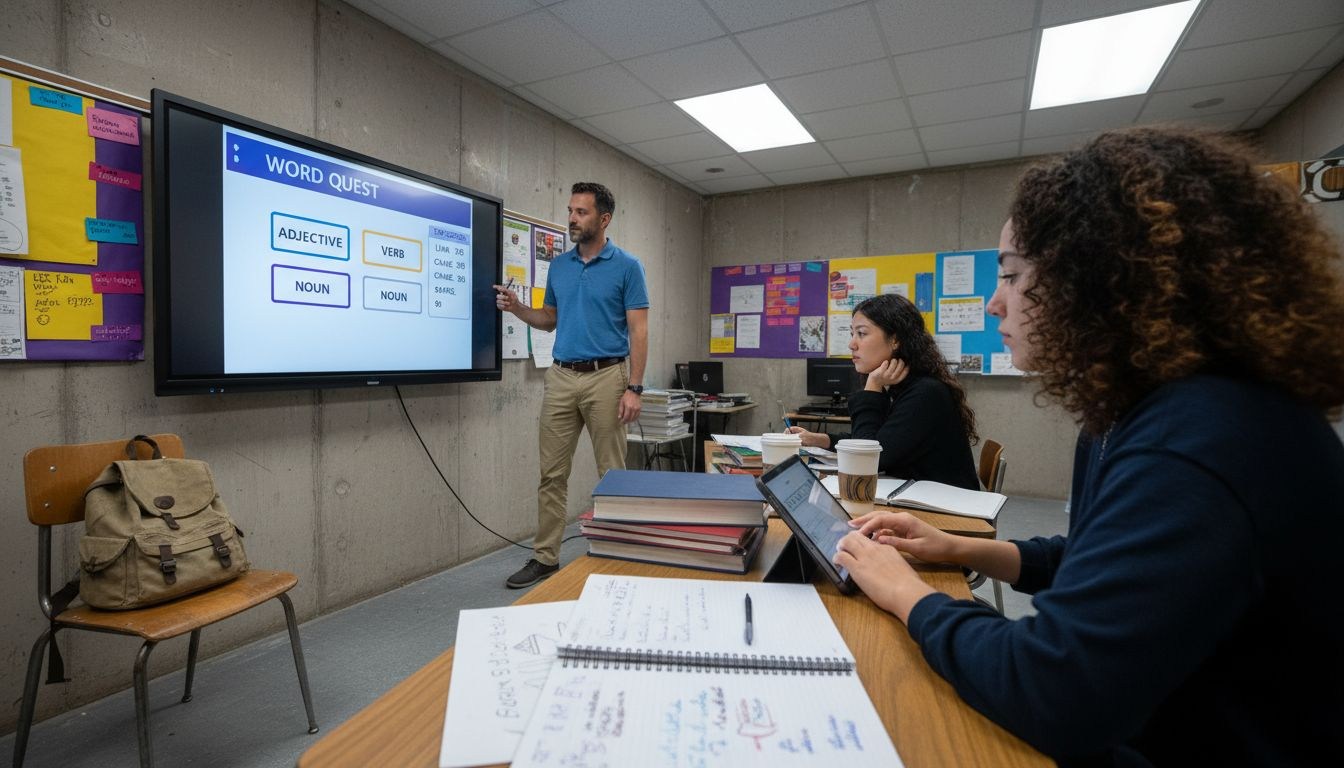 ESL teacher leading digital interactive lesson