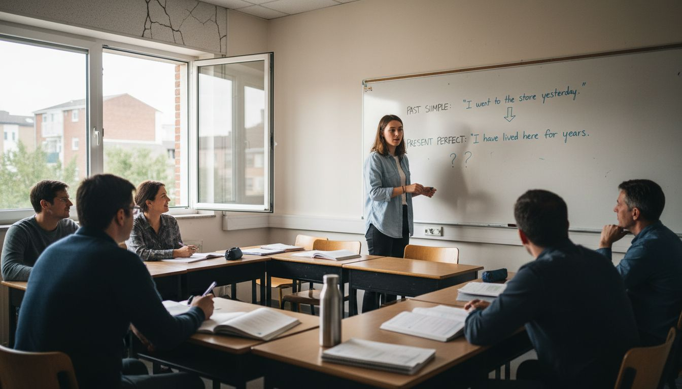 TEFL trainee teaching adults in real classroom