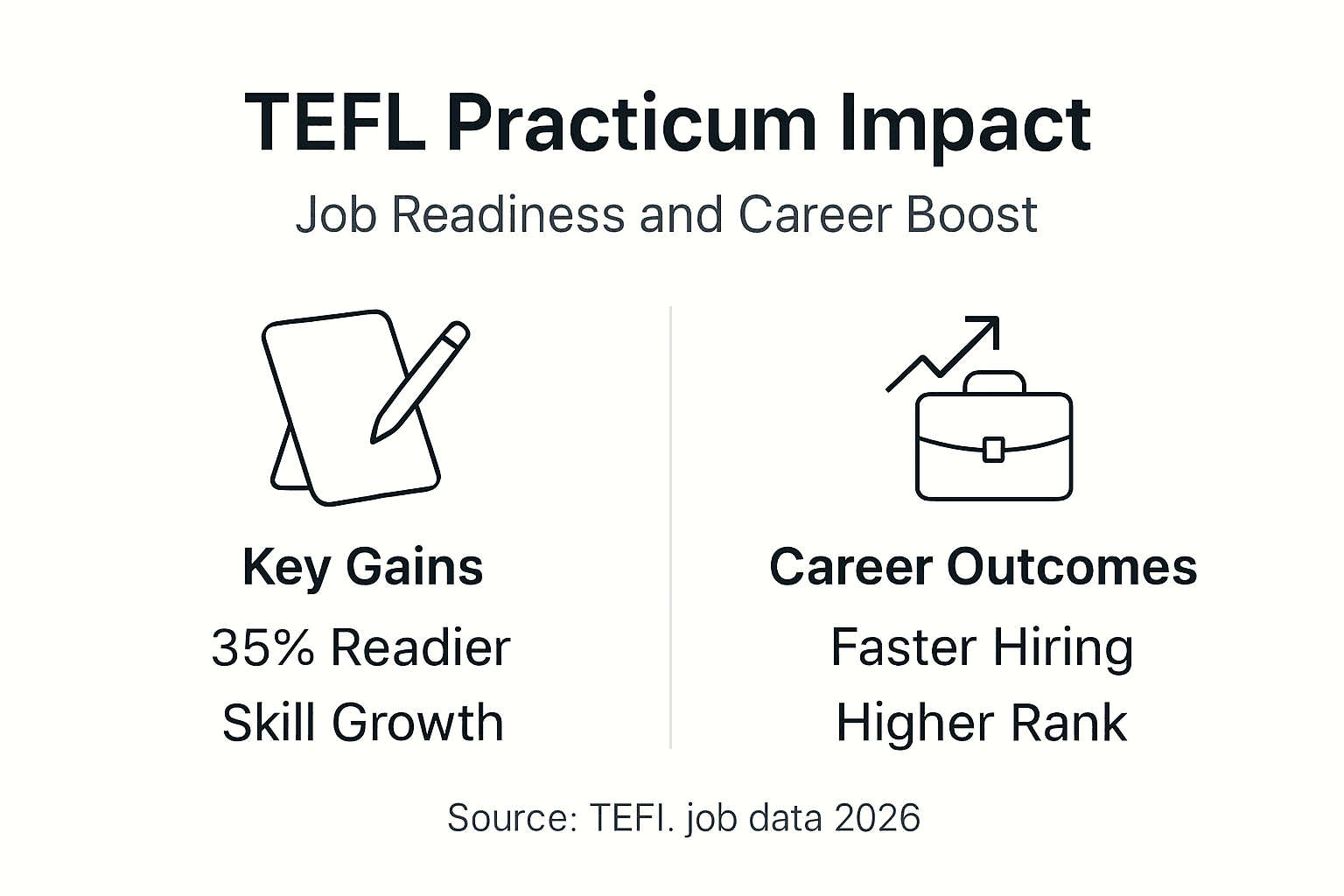 Infographic on TEFL practicum job readiness and outcomes