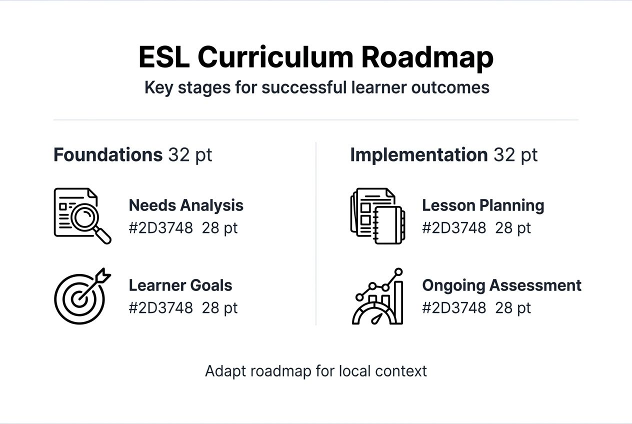 Infographic summarizing ESL curriculum development steps