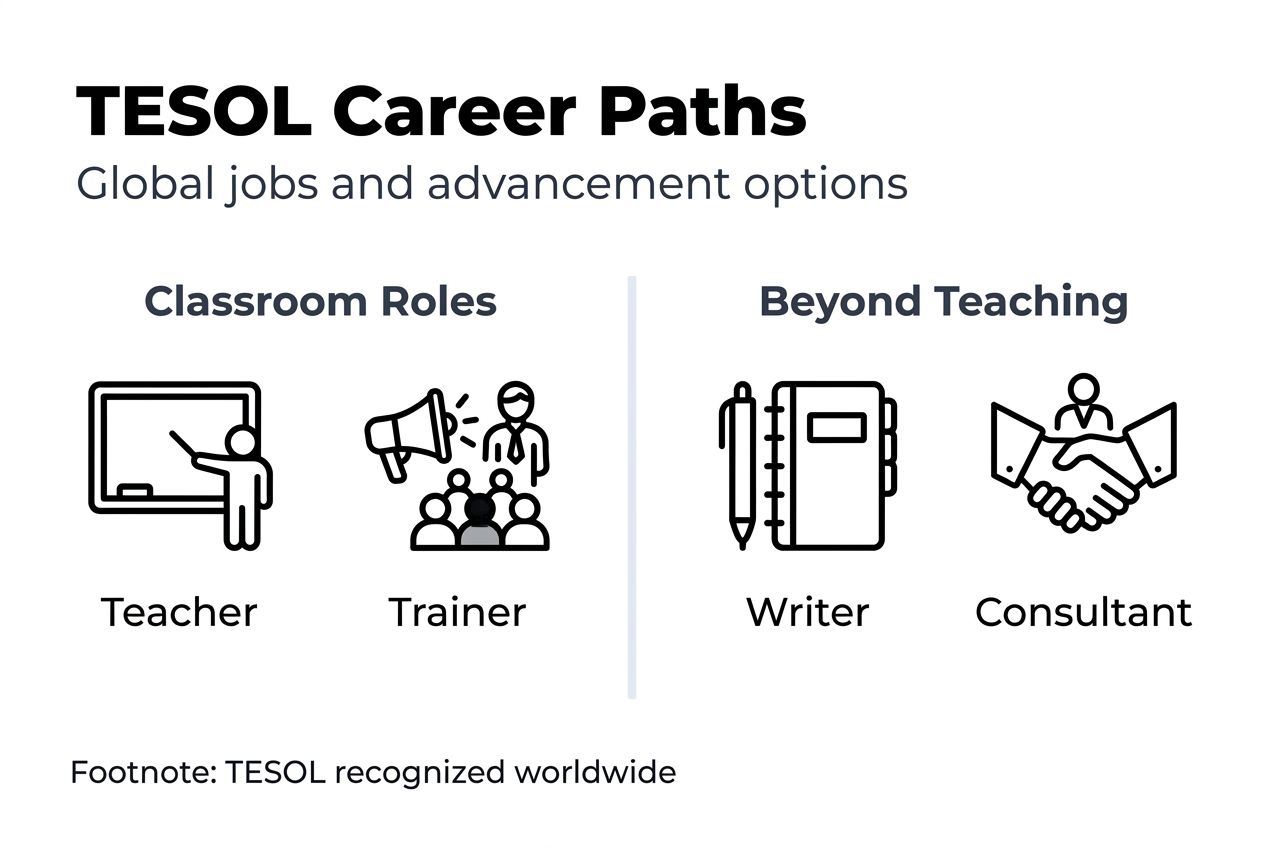 Infographic listing TESOL career path highlights