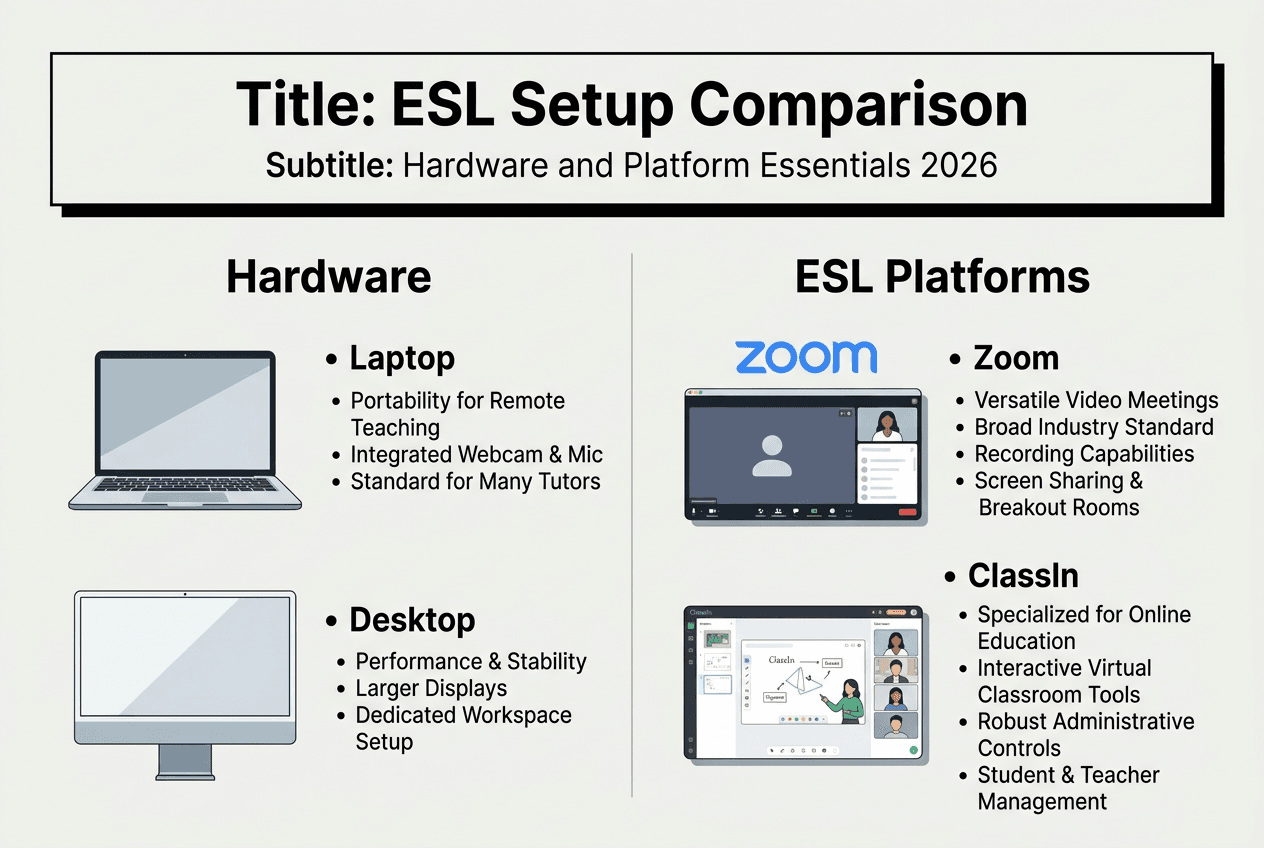 Infographic comparing hardware and ESL platforms