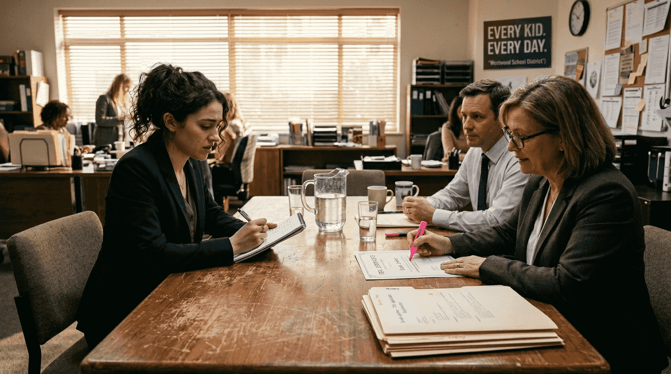 TEFL teacher in job interview setting