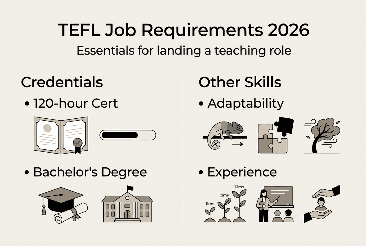 Infographic on main TEFL requirements 2026