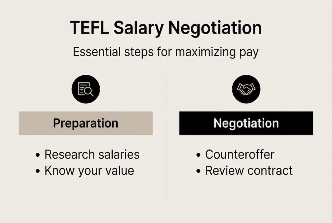 Infographic showing TEFL negotiation steps and key actions
