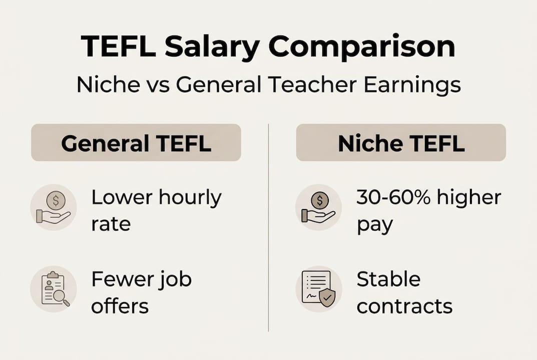 Infographic comparing niche and general TEFL salaries