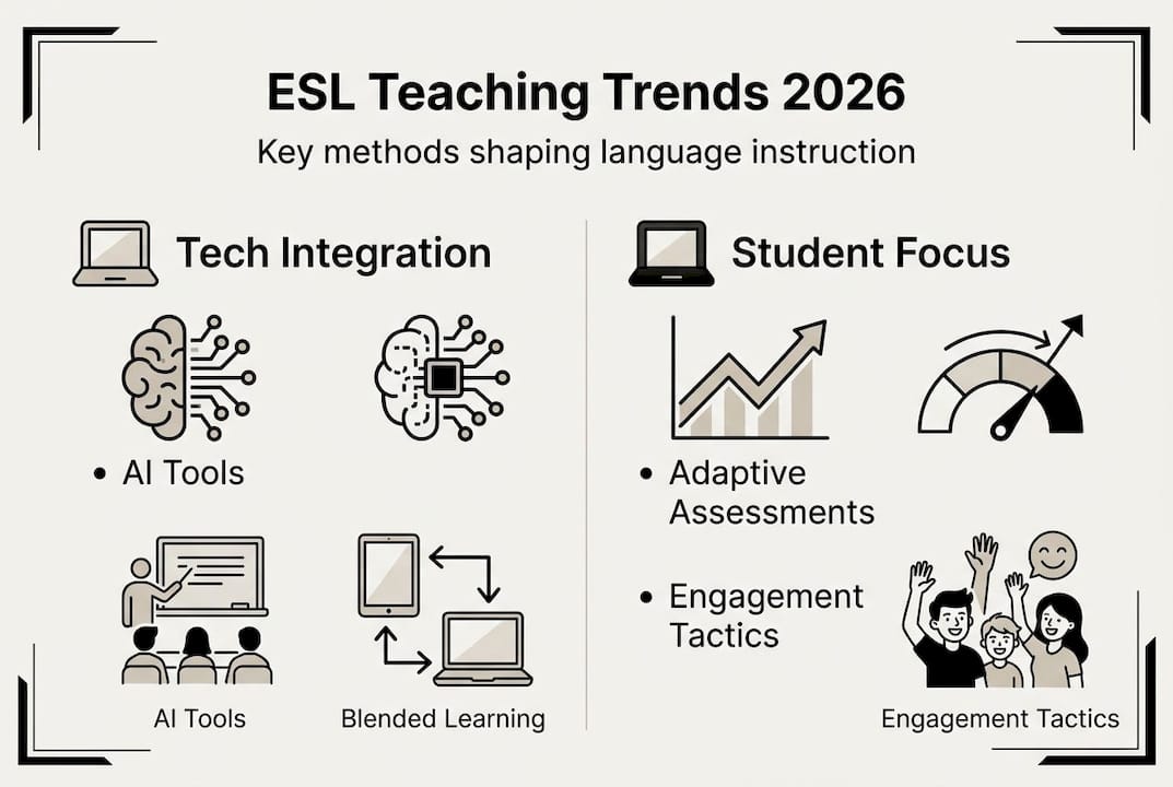 Infographic showing 2026 ESL teaching trends overview