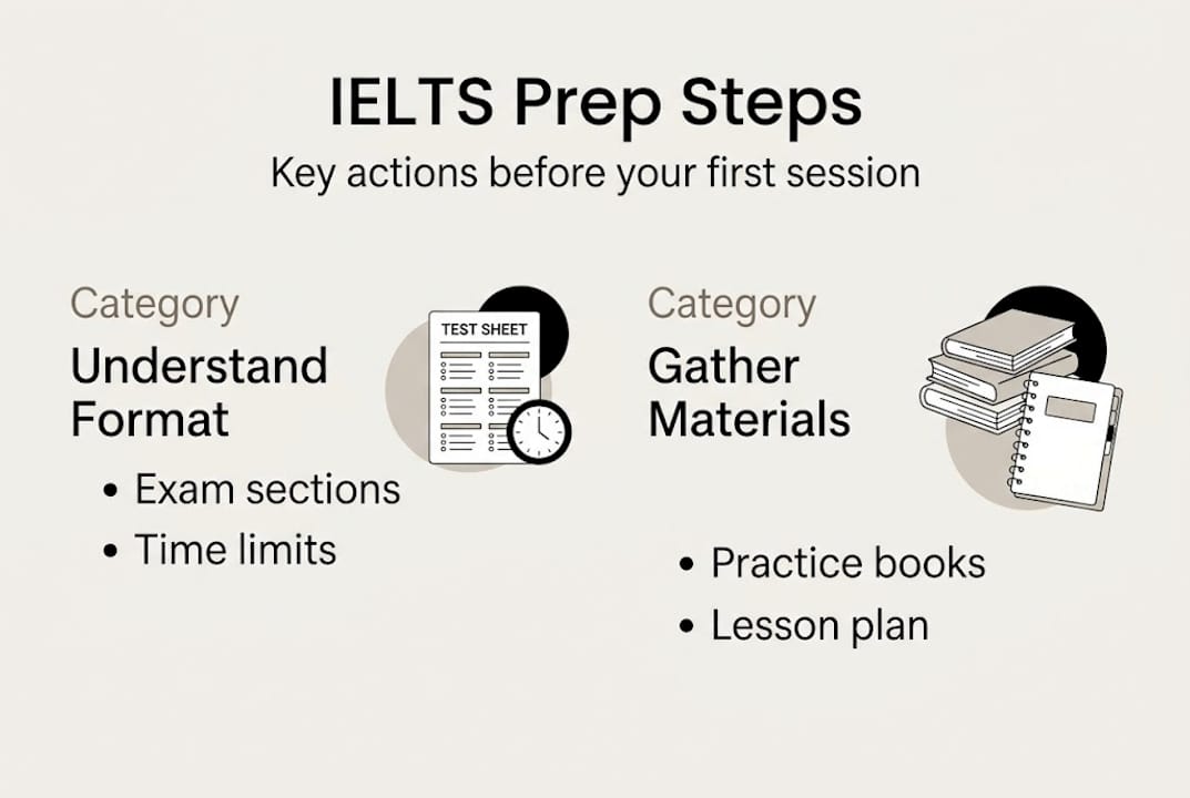 Infographic of IELTS prep steps and actions