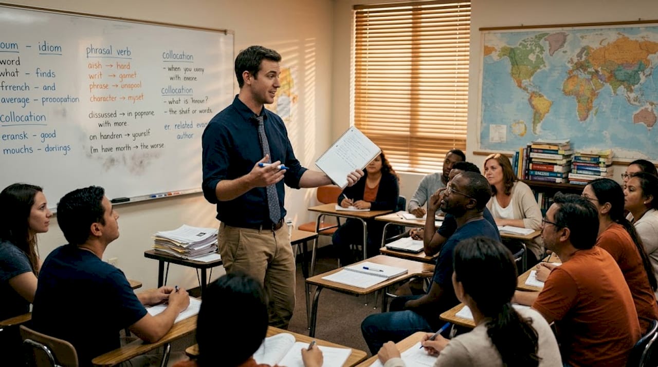 TEFL teacher engaging students in classroom