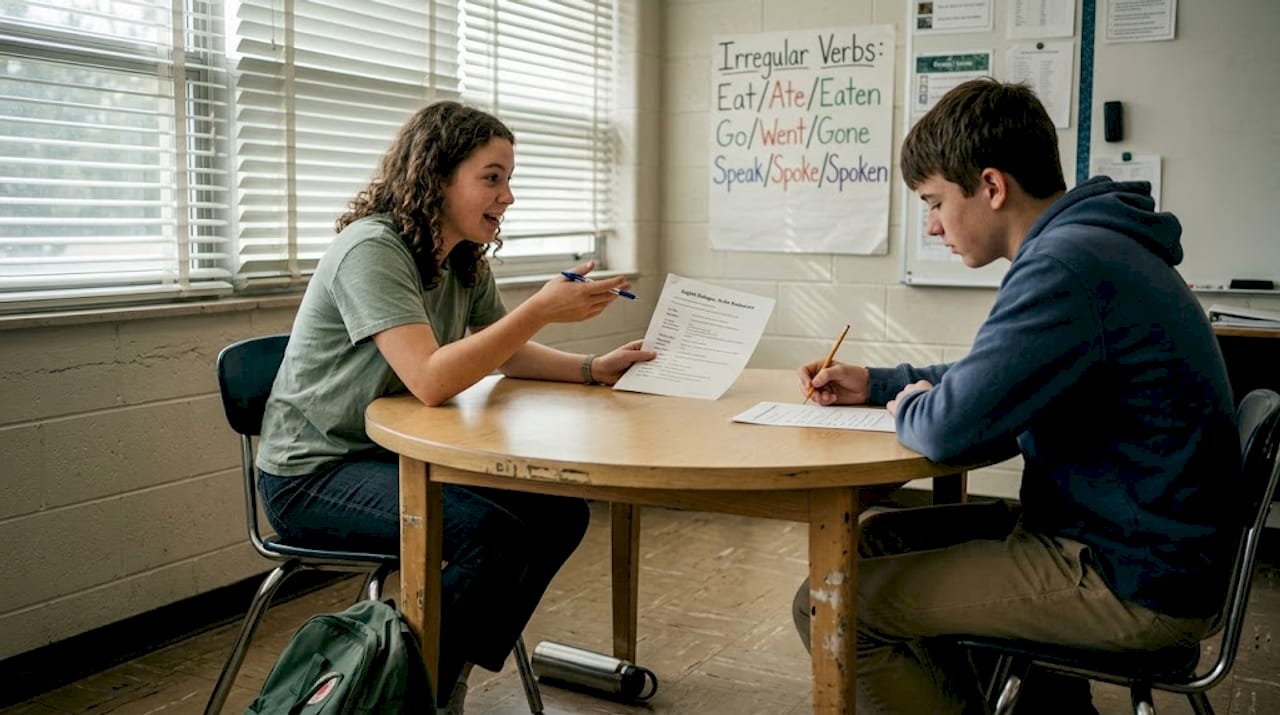 Students practice EFL speaking at round table