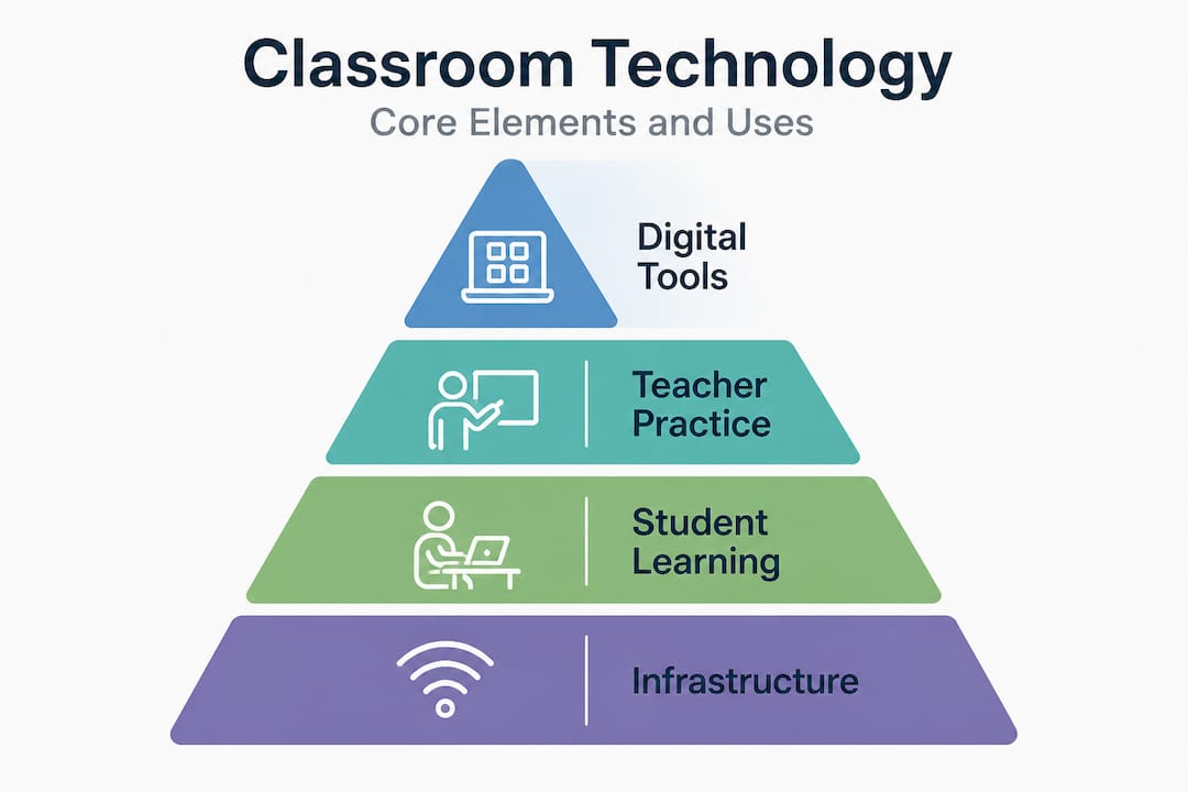 Hierarchy infographic of classroom technology elements