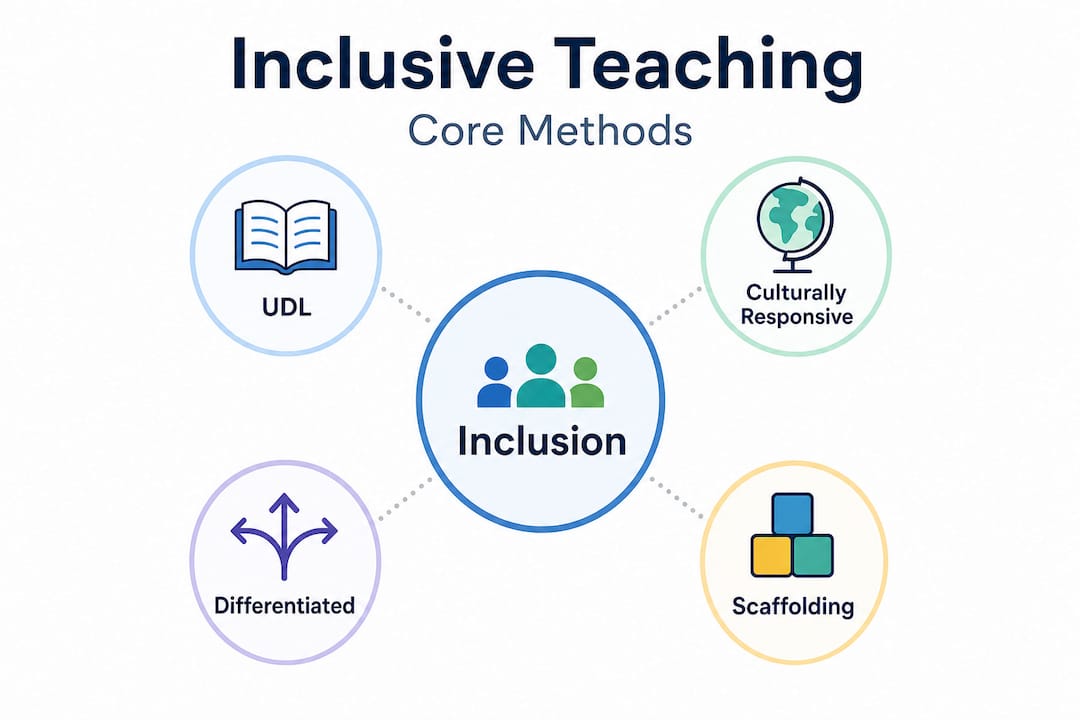 Infographic showing core methods of inclusive teaching