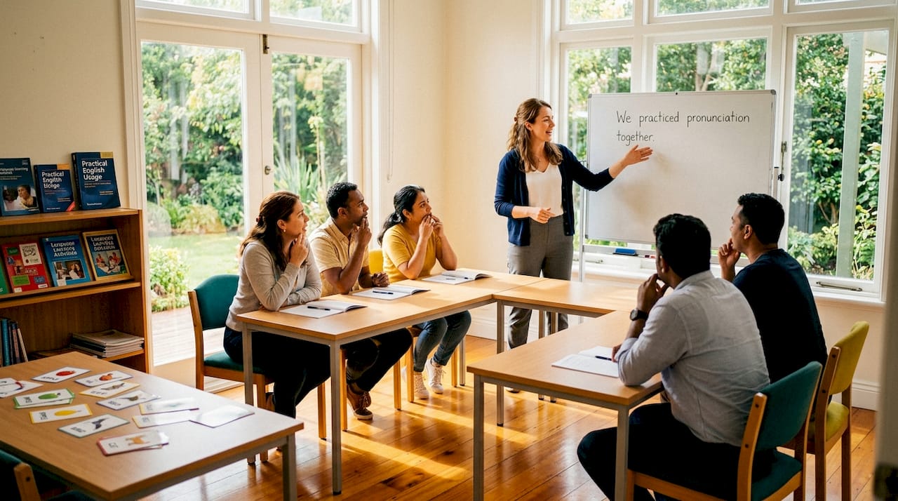 TEFL instructor teaching adult ESL class