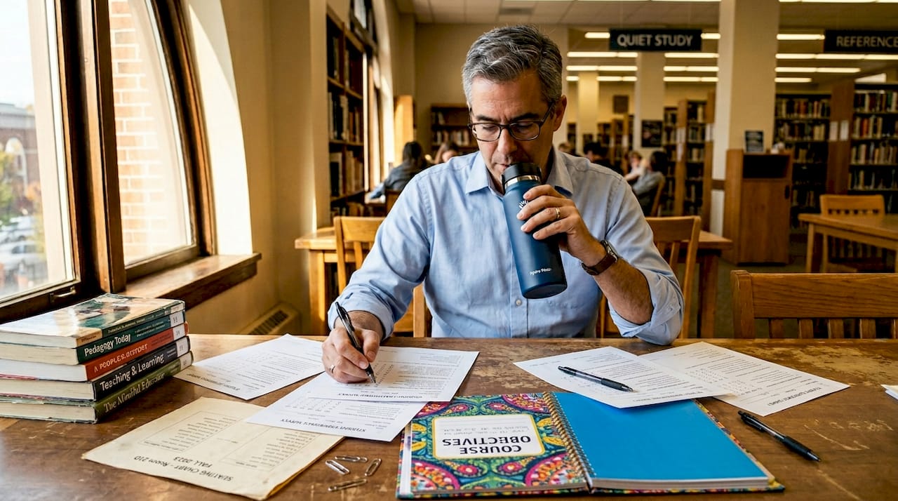 Teacher analyzing student needs survey results