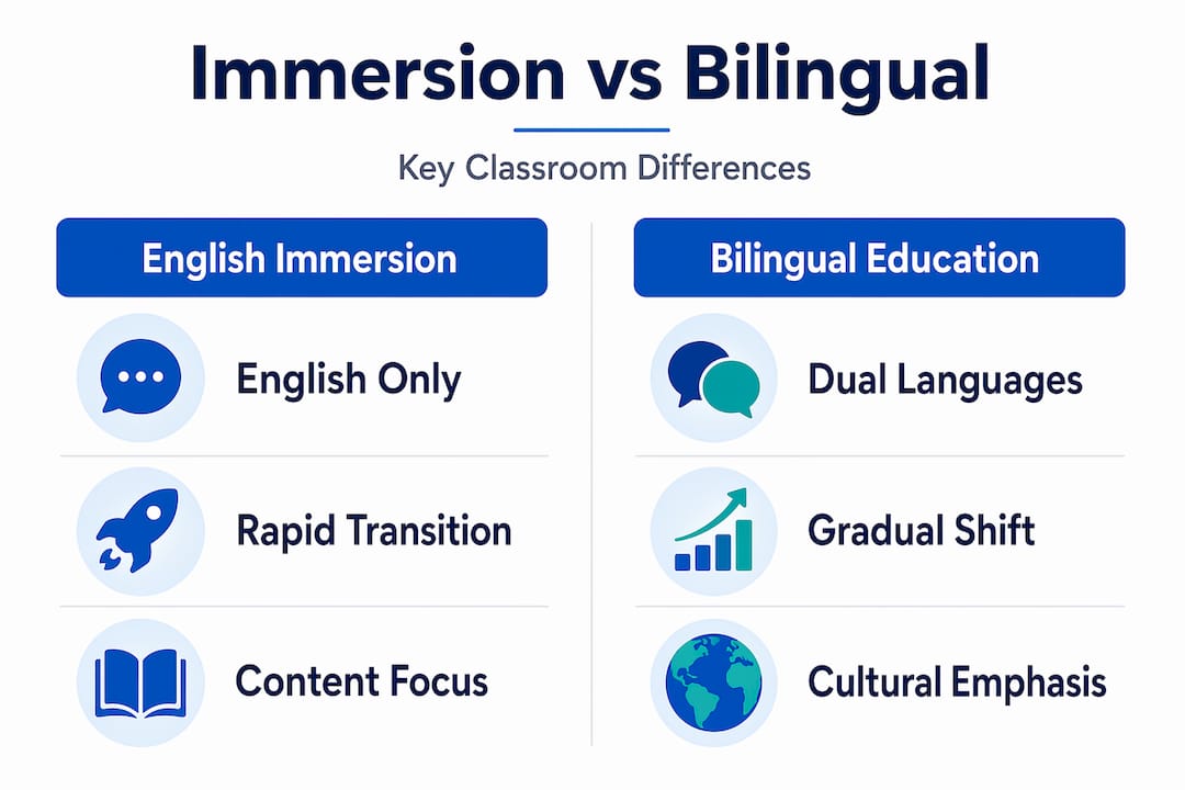 Infographic compares English immersion and bilingual programs