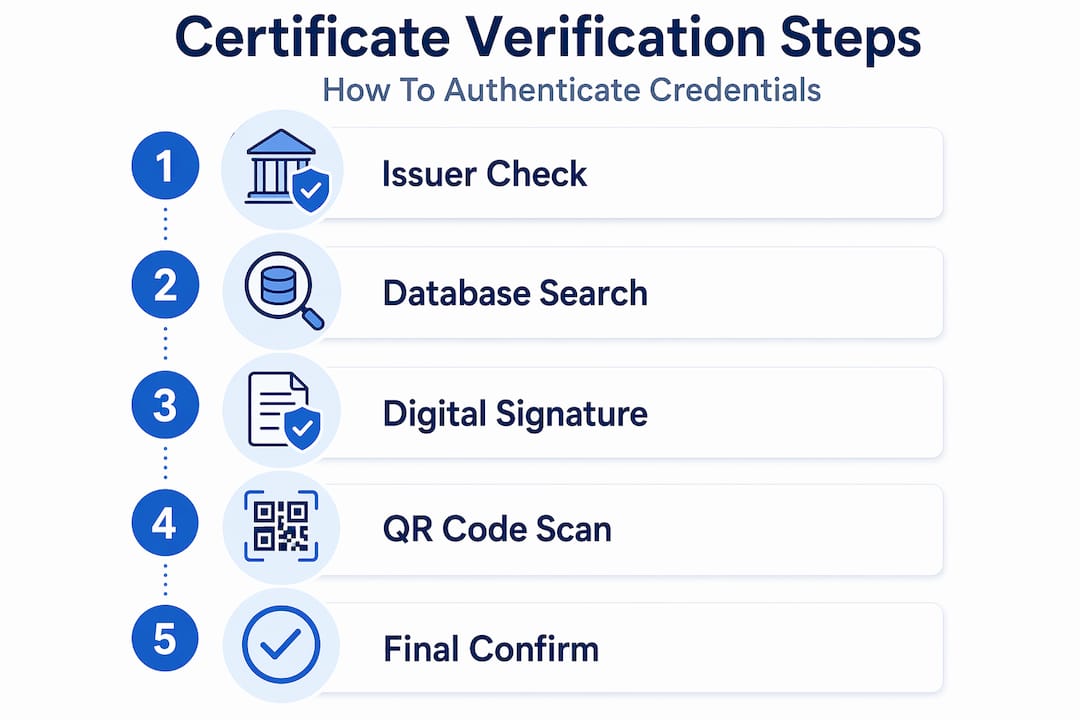 Infographic showing certificate verification steps process