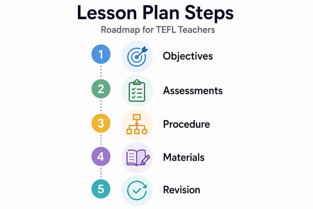 Infographic on TEFL lesson plan step-by-step process