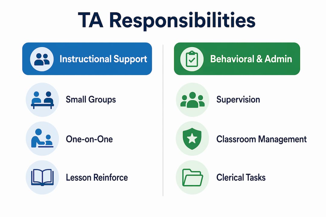 Infographic showing teaching assistant responsibilities categories