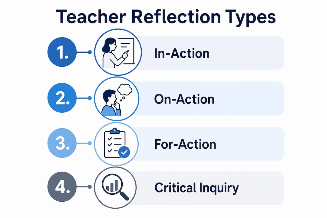 Infographic illustrating four types of teacher reflection